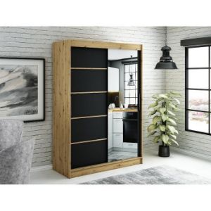 Obrazek Szafa Halifax V2 150 Dąb Artisan/Czarny/Lustro