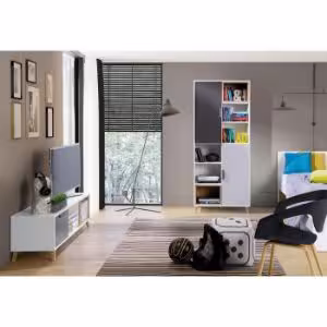 Obrazek Regał Joker 3 Biały/Grafit/Szary/Dąb Lefkas