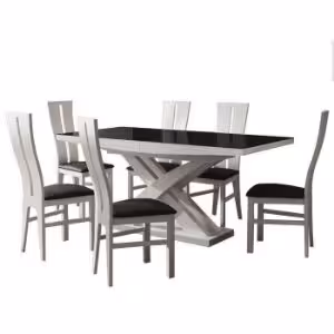 Obrazek Zestaw stół i krzesła Artur 1+6 ST715 I KR648 biały połysk SAFARI PIK 14