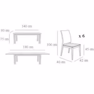 Obrazek Zestaw stół i krzesła Artur 1+6 ST715 I KR648 biały połysk SAFARI PIK 14