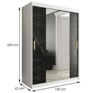 Obrazek Szafa Marmur T1 150 Biały/Marmur Czarny