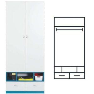 Obrazek Szafa Mobi Mo-2 biały/turkus