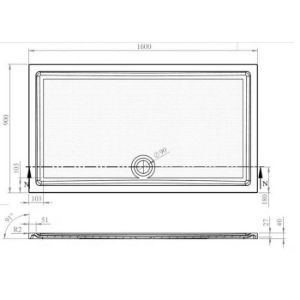 Obrazek Brodzik prostokątny Tek 160x90x4