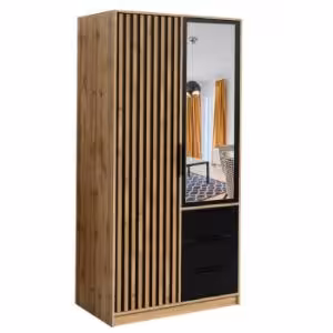 Obrazek Szafa Bali D2 lux czarny/wotan/lustro