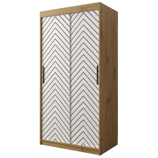 Obrazek Szafa Jodełka 1 100 Dąb Artisan/Biały/Czarny