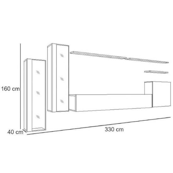 Obrazek Meblościanka Switch Szkło+LED XI Czarny/Grafit