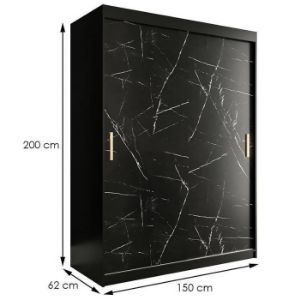 Obrazek  Szafa Marmur T 150 Czarny/Marmur Czarny 