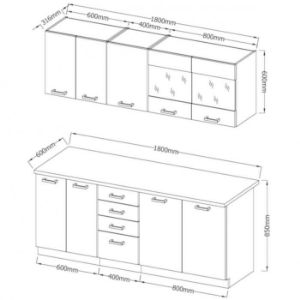 Obrazek Kuchnia Sonia szary/połysk 180 z blatem