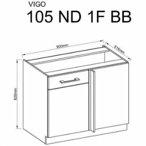 Obrazek Szafka kuchenna Vigo biała HG 90ND 1F BB