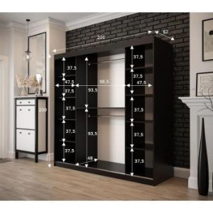 Obrazek Szafa Old Wood T1 200 Czarny/Old Style/Lustro