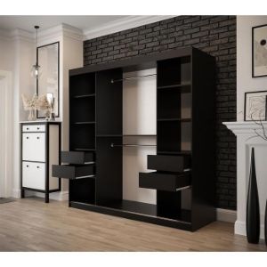 Obrazek Szafa Old Wood T1 200 Czarny/Old Style/Lustro