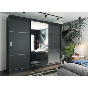 Obrazek Szafa Retro 200 4L grafit/ front czarny