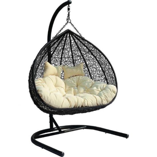 Obrazek Fotel wiszący dwuosobowy Dubaj czarny z poduszką