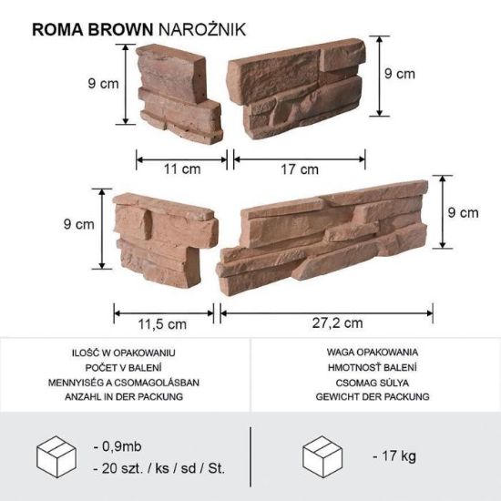 Obrazek Kamień Betonowy Roma Brown Narożnik