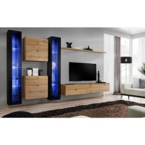 Obrazek Szafka Wisząca Switch Szkło WW1 Czarny + LED