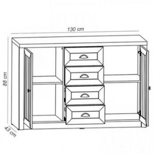Obrazek Komoda Prowansja K4S sosna andersen/dąb lefkas ciemny