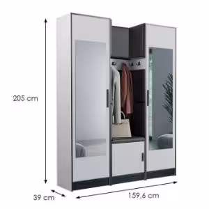 Obrazek Garderoba Roj 12 biała + Madryt 1100 ekoskóra czarna