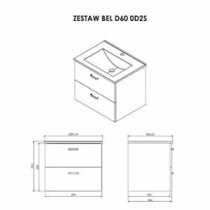 Obrazek Zestaw szafka łazienkowa z umywalką Bel D60 0D2S