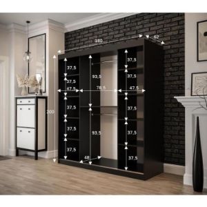 Obrazek Szafa Old Wood T1 180 Czarny/Old Style/Lustro