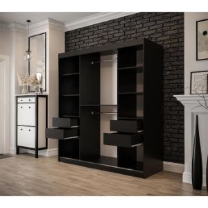 Obrazek Szafa Old Wood T1 180 Czarny/Old Style/Lustro