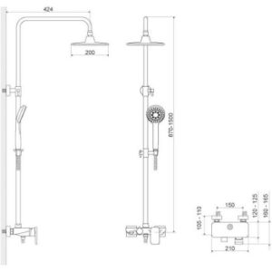 Obrazek Rain Altar system natryskowy z deszczownicą z baterią mechaniczną