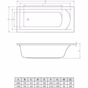 Obrazek Wanna BRAVA 160/75