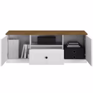 Obrazek Szafka RTV Lille 09 2D1S biały mat/dąb lefkas