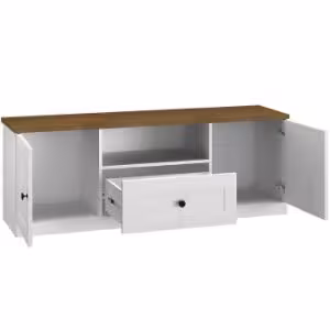 Obrazek Szafka RTV Lille 09 2D1S biały mat/dąb lefkas