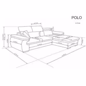 Obrazek Narożnik z funkcją spania Polo Gandar 79 plus Gandar 71 prawostronny