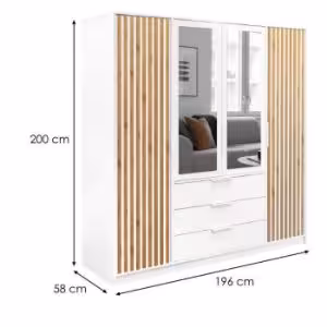 Obrazek Szafa Bali D4 lux biały/wotan/lustro