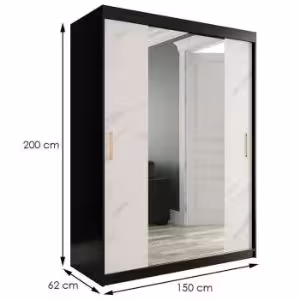 Obrazek Szafa Marmur T1 150 Czarny/Marmur Biały