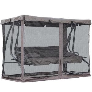 Obrazek Huśtawka ogrodowa szara rozkładana z moskitierą