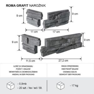 Obrazek Kamień Betonowy Roma Grafit Narożnik