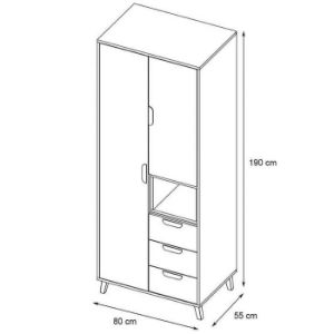 Obrazek Szafa Joker 2 80 Biały/Grafit/Szary/Dąb Lefkas