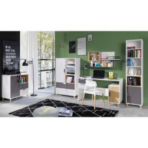 Obrazek Szafa Joker 2 80 Biały/Grafit/Szary/Dąb Lefkas