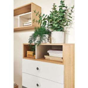 Obrazek Biurko Pixel Px8 dąb biszkoptowy/biały lux/szary