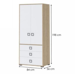 Obrazek Szafa 2D3S Kiki G23-BK/KI-15 beech/white