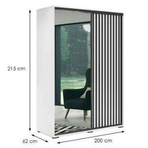 Obrazek  Szafa Atena biały/lamela czarna 200x215x62 