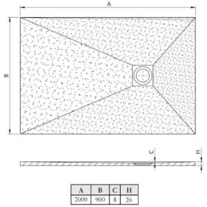 Obrazek Brodzik prostokątny Opal 200/90/2,6 szary