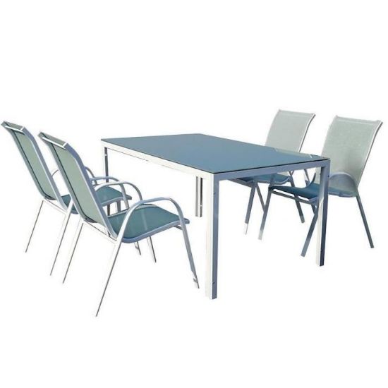 Obrazek Komlet bergen szklany stół + 4 krzesła morski