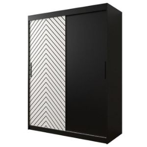 Obrazek Szafa Jodełka 150 Czarny/Biały/Czarny