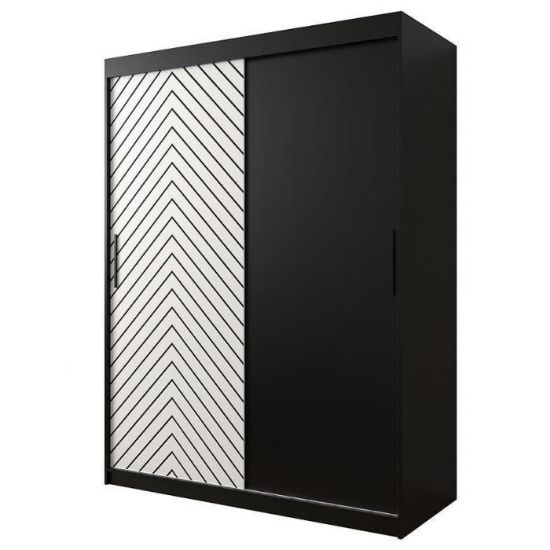 Obrazek Szafa Jodełka 150 Czarny/Biały/Czarny