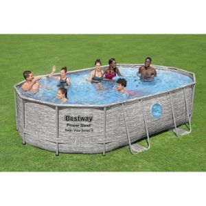 Obrazek Basen stelażowy owalny 4,27x2,5x1 m kamień 56714