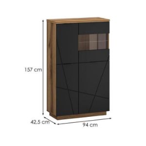 Obrazek Witryna Orient C 3d1w Dąb Delano Ciemny/Czarny