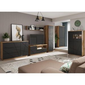 Obrazek Witryna Orient C 3d1w Dąb Delano Ciemny/Czarny