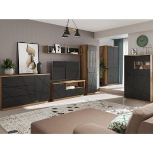 Obrazek Witryna Orient C 3d1w Dąb Delano Ciemny/Czarny