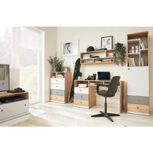 Obrazek Łóżko Pixel 120 PX15 dąb biszkoptowy/biały lux/szary