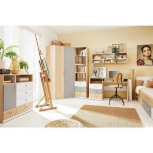 Obrazek Łóżko Pixel 120 PX15 dąb biszkoptowy/biały lux/szary