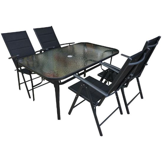 Obrazek Komplet stół szklany z otworem + 4 krzesła Vigo