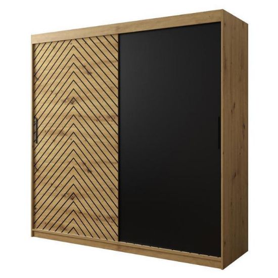 Obrazek Szafa Jodełka 200 Dąb Artisan/Dąb Artisan/Czarny